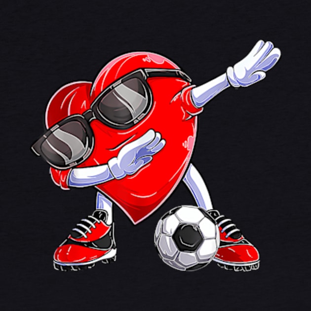 Dabbing Soccer Ball Heart Valentines Day Boys Kids by Daysy1